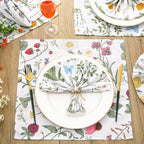 Funnymoom 36 Pcs Herbs Wildflowers Cloth Napkins Green Pink Reusable - Image 2