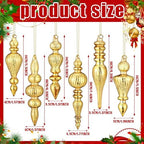 Soaoo 6 Pcs 6.3 in Champagne Gold Mercury Glass Finial Christmas Ornaments - Image 2
