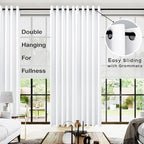 KOUFALL 96 Inch Curtains 2 Panel Set,Semi Blackout Extra Wide Living Room Curtains 96 Inches Long,with Grommet Top,White Color - Image 2