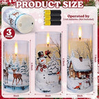 Blosssound 3 Pack Christmas Flameless Candles Battery Operated Xmas Snowman Flameless Flickering Candles LED for Home Fireplace Winter Holiday Table Decorations Christmas Gifts - Image 2