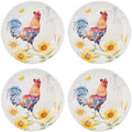 UP Sunshine Rooster Melamine Round Dessert Plates, Small Serving Plates, for Appetizer, Snacks, and Side Dishes, Multicolor, 6 Inch, Set of 4 by UPware