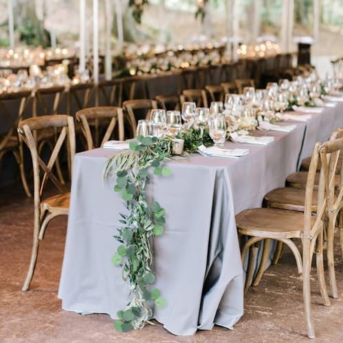 CQURE 36Pcs Eucalyptus Garland,Artificial Eucalyptus Leaves Table Greenery Garland Wreath Vines for Wedding Party Table Fireplace Bedroom Wall Decor - Image 6