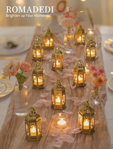 Romadedi Vintage Gold Mini Lanterns Bulk for Centerpiece, Pack of 10 - Image 4
