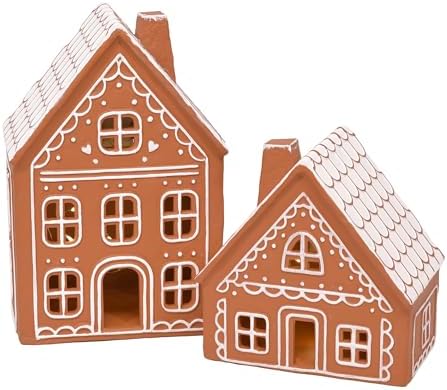 Mark Feldstein Iced Gingerbread Houses LED Figurines, Set of 2, 9 in by MarkFeldsteinAssociates