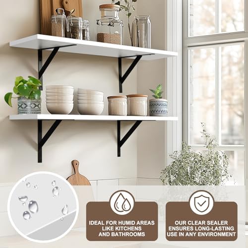 Tectocker-DOU 31.5" Long Floating Book Shelves for Wall, Heavy Duty, White - Image 3