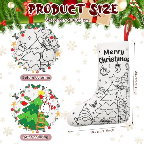Zhanmai 24 Pcs Color Your Own Christmas Stocking Kit, Merry Xmas - Image 2