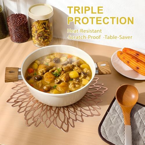 Set of 18 Round Placemats Rose Gold, Heat-Resistant PVC Table Mats with Luxury Metallic Glossy Finish for Thanksgiving Christmas Wedding Party Decor, Easy to Clean - Image 7