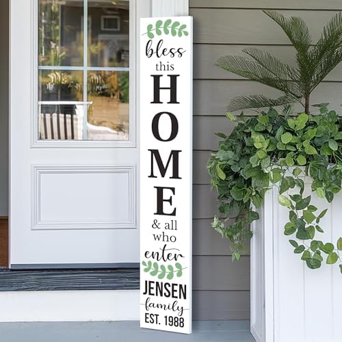 Personalized Welcome Sign for Front Door, Custom Welcome Sign for Porch Outdoor Welcome Home Decorations, 48"x8" PVC Sign (Design 25) by BasicFundamentals
