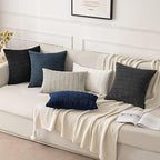 MIULEE Euro Sham Corduroy Decorative Throw Pillow Covers 24x24 Navy Blue - Image 2