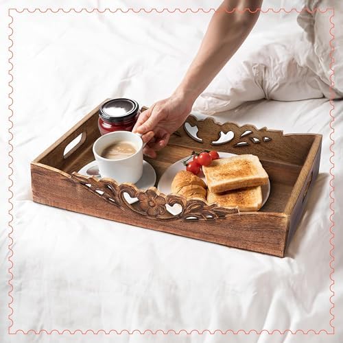 Mela Artisans Orchid Mango Wood Serving Tray - Medium Burnt, 16x12 in - Image 5