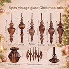 Sotiff 6 Pcs Mercury Glass Christmas Ornaments,Vintage Antique Finial Decor - Image 4