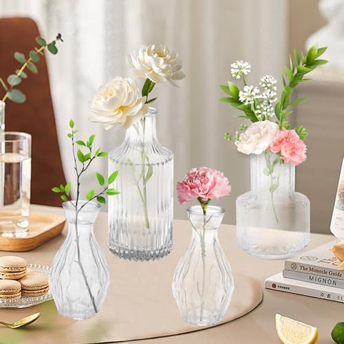 32 PCS Clear Glass Bud Vases Set,Small Flower Arrangement Vase,Vintage Crystal Glass Design,Wedding,Party Decoration,Home Flower Arrangement (32) - Image 4