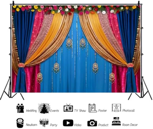 10x6.5ft Indian Traditional Festival Backdrop India Pooja Diwali Ceremony Photography Background Hindu Wedding Mehndi Party Banner Decorations Photo Studio Props - Image 2