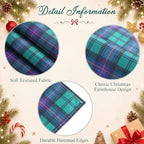 7 Pcs Christmas Tartan Plaid Table Runner and Placemat Set, Green - Image 3