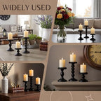 Mumufy 3 Set Wooden Candle Holders for Pillar Candles, Black, Small - Image 5