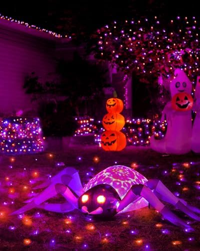 2Packs 380 LED Halloween Lights, Each 125FT String Lights 8 Lighting Modes & Timer Memory, Outside Waterproof Strings Lights for Trees Gardens Yard Holiday Decorations, Purple and Orange - Image 2