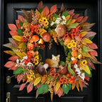 Fall Wreaths for Front Door 24 Inch Whimsical Fox Fall Foor Wreath by Plmierawreath