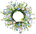 Spring Easter Wreaths for Front Door in 16 inch, Artificial Daisy Easter Egg Decorative,Farmhouse Spring Decorations, Front Door, Wall, Wedding, Easter,Spring(Blue&Pink) by Unknown