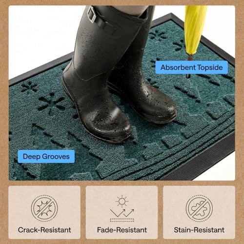 GORILLA GRIP WeatherMAX Door Mat, Indoor Outdoor, 47x35, Green Snowscape - Image 5