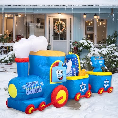 Nervure 10FT Hanukkah Train and Menorah Inflatables - Hanukkah Inflatable Yard Decoration - Blow up Inflatable with LED Lights for Home Garden Lawn Yard Outdoor Decor - Image 5