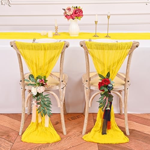 12 Pack Yellow Cheesecloth Table Runner,20x120 in Table Runner - Image 4