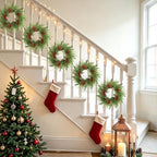 Thewe 6Pcs 12" Christmas Candle Wreaths for Kitchen Cabinet Table Decor - Image 5