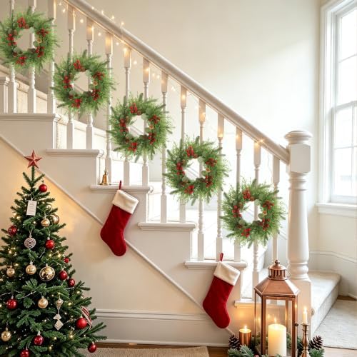 Thewe 12Pcs 12" Christmas Candle Wreaths for Kitchen Cabinet Table Decor - Image 6