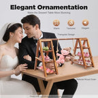3 Tier Wooden Serving Tray, Ladder Stand with Serving Platter Tray, Wood Dessert Stand Party Food Display Set for Desserts Cupcake, Cake Snack Bread, Fruits, Tea Party - Image 4