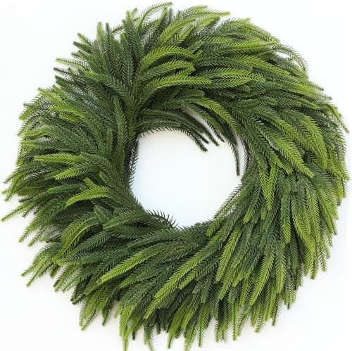 26" Lifelike Artificial Christmas Norfolk Pine Wreath for Front Door Decor by GLIDLION