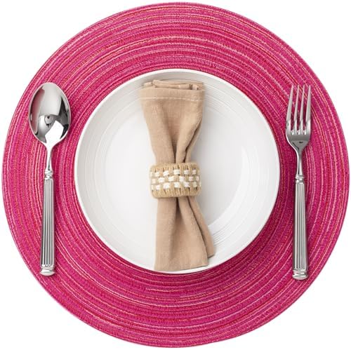 BARoyal Round Placemats Set of 12 Woven Placemats Washable Braided Table Mats for Dining Table Heat Resistant Non-Slip Circle Place Mats(Blossom) by BAROYAL
