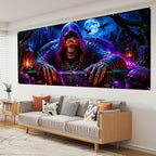 7x16ft Halloween Garage Door Banner Decorations, Scary Grim Reaper Skull - Image 7
