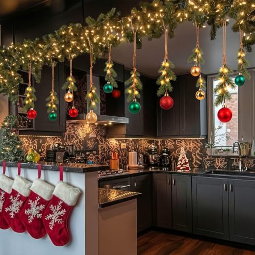 10 Set 16'' Lighted Christmas Ball Ornaments Window Hanging Decorations - Image 3
