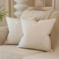 JUSPURBET 28x28 Velvet Decorative Throw Pillow Covers Set of 2,Cream White by JUSPURBETHOME