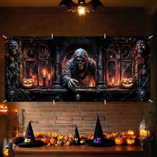 Halloween Garage Door Banner 6x13 FT, Skeleton Pumpkin Outdoor Garage Cover - Image 6