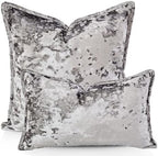 Premium Series, Crushed Velvet Throw Pillow Covers, Luxury Thick Cushion Cases for Home Decor, Granite Grey, 20x20 Inch, Covers Only - Image 2