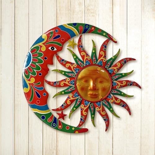 Limygus Colorful Metal Sun Moon Stars Wall Art, Indoor Outdoor Decor for Patio Garden Bedroom - Image 2