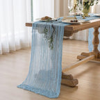 6Pcs Light Blue Cheesecloth Table Runner 120 Inches for Home Decorations by KEKETOARRANGE