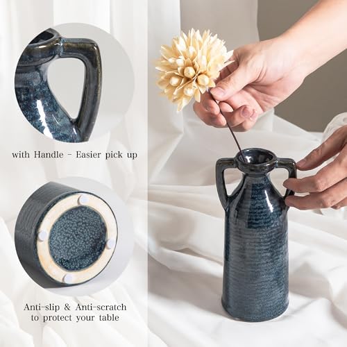 Ceramic Vase Set of 3, Rustic Flower Vases for Home Decor - Image 5