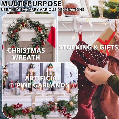 Tandefio 4 Pcs Christmas Stocking Holders for Mantle, Vintage White - Image 5