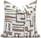 Throw Pillow Cover 20x20, Double Sided Geometric High Density Jacquard Pillow Covers for Sofa, Bed, Rattan Chair, Bedroom, Living Room(Brown) by AIBUHOME