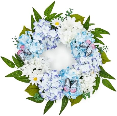 Garvee 20" Spring Summer Wreaths for Front Door, Hydrangeas Wreath by Garvee