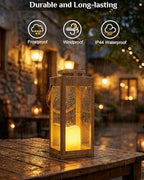 2 Pack 13.2 Inch Metal Large Outdoor Solar Lanterns for Patio Tabletop - Image 3