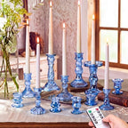 Mumufy 24 Pcs Blue Crystal Taper Candle Holders with Flameless Candles by Mumufy