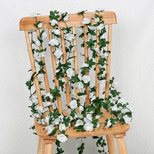 18 Pack 144 FT Artificial Flower Garland Fake White Roses Vines Flowers - Image 5
