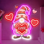 Valentine Gnomes Neon Sign Dimmable Valentines Day Led Lights Pink Gnome Holding Red Heart Light Up Sign Valentine'S Day Decorations for Home Office - Image 3