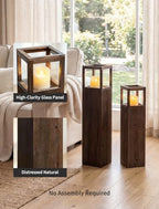 NUPTIO Wooden Floor Candle Holders: 34/26 inch Set of 2 Large Lanterns - Image 3