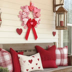 Suncalla Valentine's Day Wreath 14'' Love Heart Wreath with 3D Heart Ornaments for Front Door 24'' Long Window Porch Home Wedding Festival Celebration Wall Decorations(Bow) - Image 6
