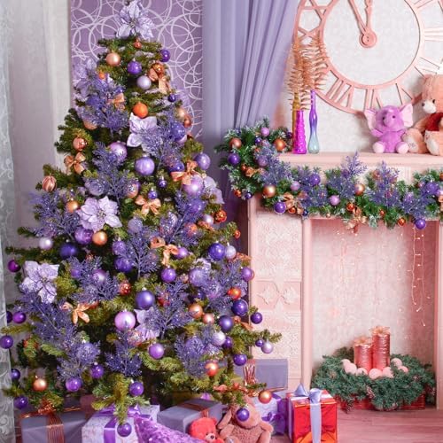 Cindeer 100 Pcs Christmas Tree Picks Sprays Glitter 10.2 in,Purple - Image 4