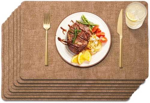 Maxpearl Faux Leather Placemats Set of 8, Easy to Clean, Brown by Maxpearl