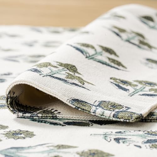 Block Print Floral Decorative Placemats Set of 6, Olive - Image 5
